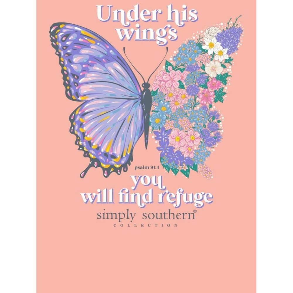 Simply Southern Under His Wings You Will Find Refuge Short Sleeve T-Shirt NEW - Picture 3 of 6